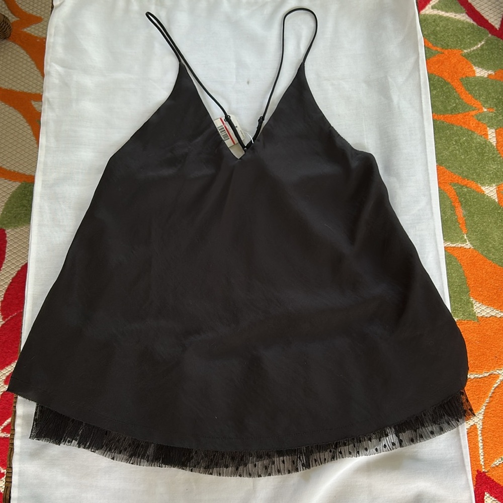 NWT Free People Intimately Free One I Love Satin Lace Underlay Cami Black XS NWT - Picture 3 of 6